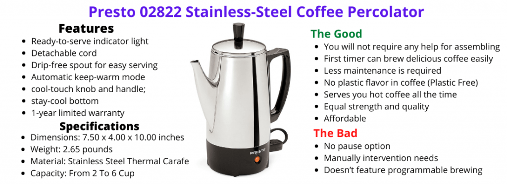 Presto 02822 Review -Best Stainless-Steel Coffee Percolator