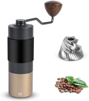 HEIHOX Hand Coffee Grinder with Adjustable Conical Stainless Steel Burr Mill